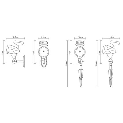 Globo - LED Solcellsbelysning 3xLED/0,06W IP44