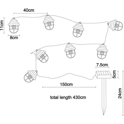 Globo - LED Solcell dekorativ belysning 8xLED/3,2V IP44 200 mAh