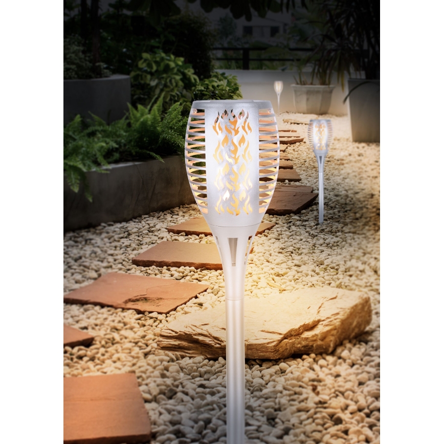 Globo - LED Solcellsbelysning LED/3,6W/3V 1800K IP44 skinande krom