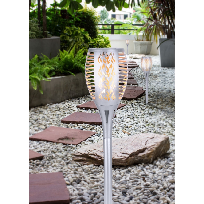 Globo - LED Solcellsbelysning LED/3,6W/3V 1800K IP44 skinande krom