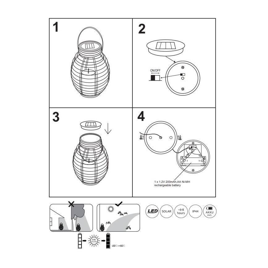 Globo - LED solcellsbelysning LED/0,06W/3,2V IP44 rotting
