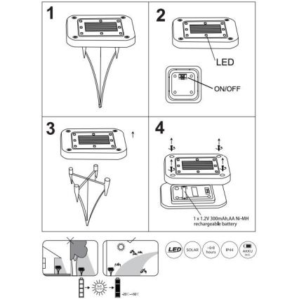 Globo - KIT 2x LED Solcellsbelysning LED/0,8W/1,2V IP44 300 mAh