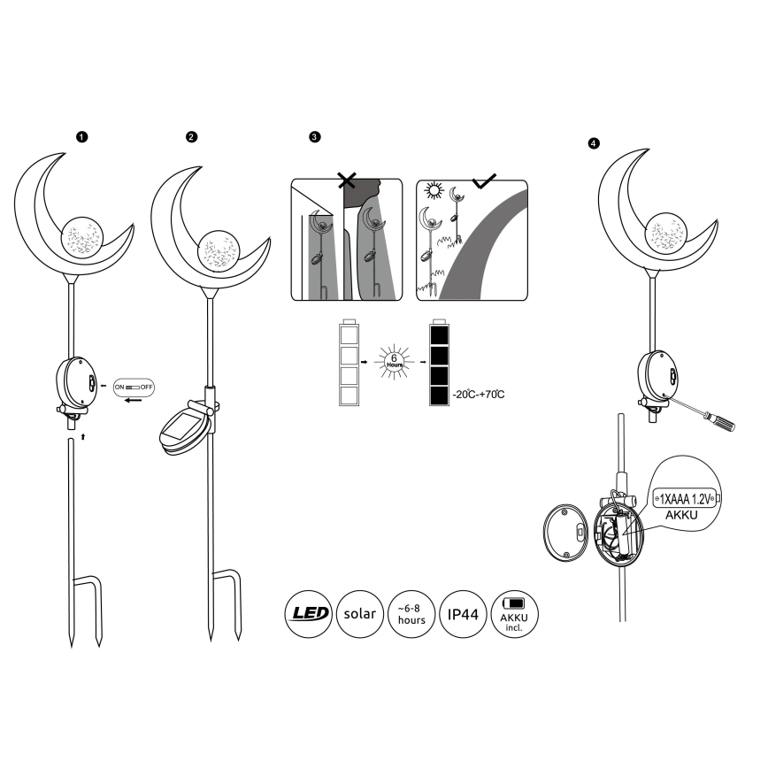 Globo - LED solcellsbelysning LED/0,02W/3V 600mAh IP44 brons