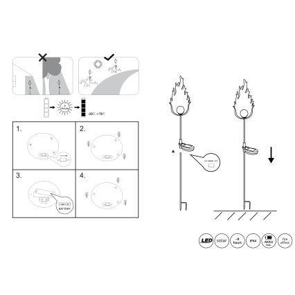 Globo - LED solcellsbelysning LED/0,04W/3V IP44