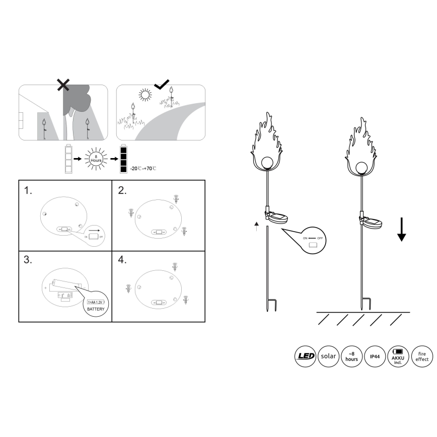 Globo - LED solcellsbelysning LED/0,04W/3V IP44
