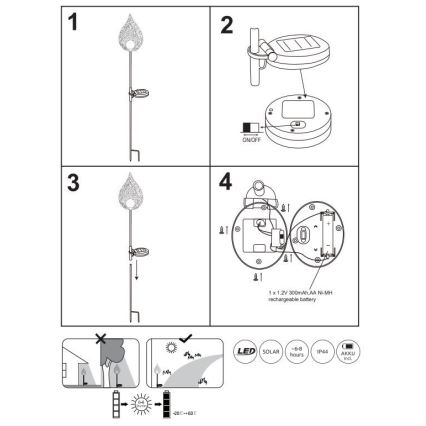 Globo - LED solcellsbelysning LED/0,06W/3,2V 300mAh IP44
