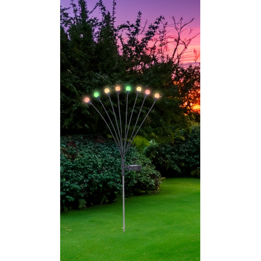 Globo - LED RGB solcellsbelysning 8xLED/0,06W/3,2V IP44