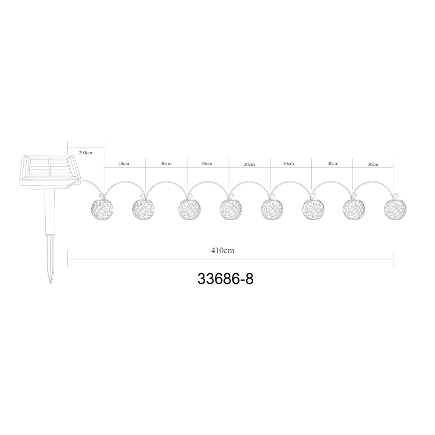 Globo - LED Solcell Dekorativ slinga 98xLED/0,1W/3V 410 cm IP44
