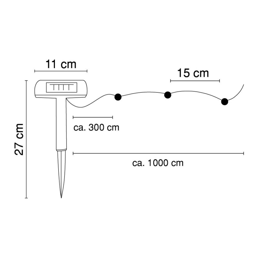 Globo - LED solcellsljusslinga 10 m 50xLED/2,4V IP44