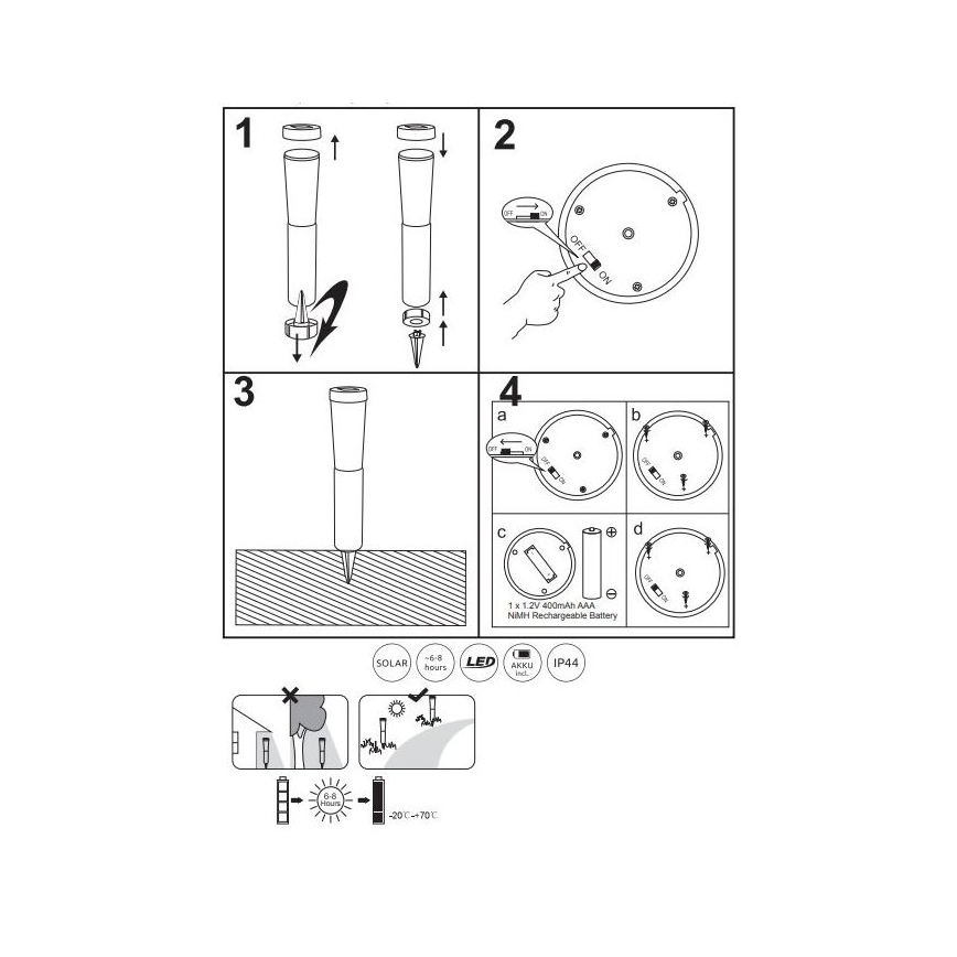 Globo - KIT 2x LED solcellsbelysning LED/0,1W/3V 6000K IP44