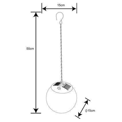 Globo - LED solcellsljuskrona på kedja 20xLED/0,06W/1,2V diameter 15 cm IP44 600 mAh