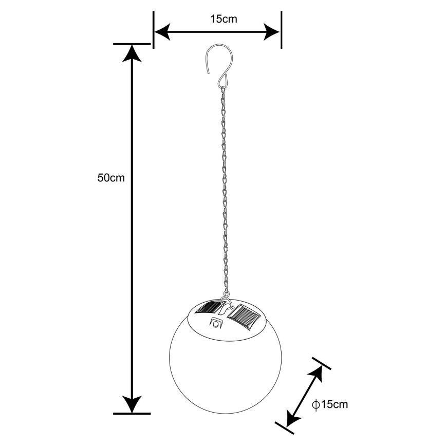 Globo - LED solcellsljuskrona på kedja 20xLED/0,06W/1,2V diameter 15 cm IP44 600 mAh