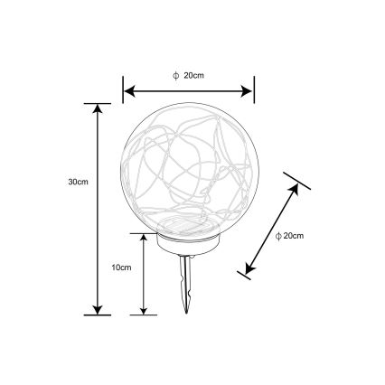 Globo - LED solcellsbelysning 30xLED/0,06W/1,2V diameter 20 cm IP44