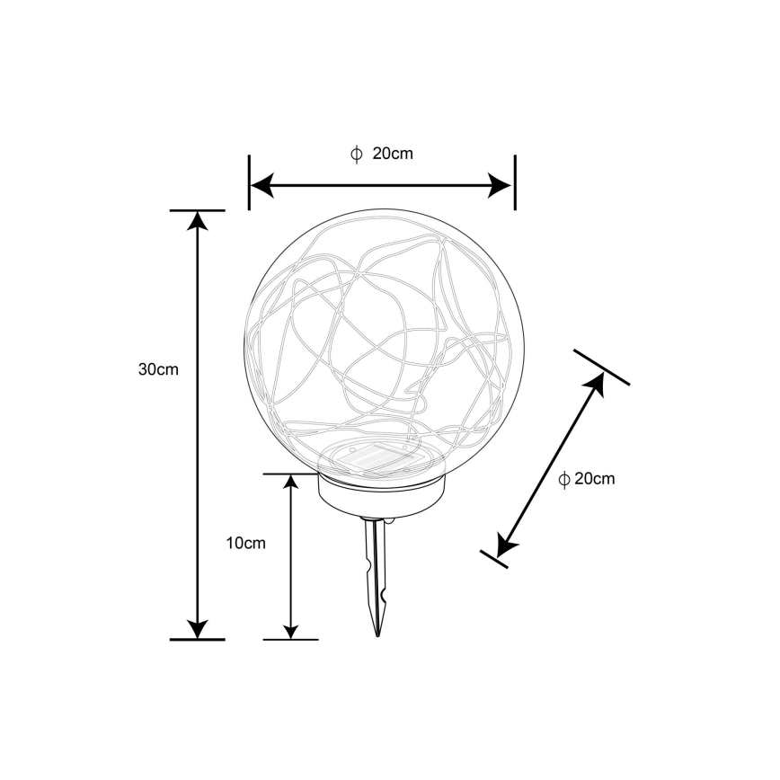 Globo - LED solcellsbelysning 30xLED/0,06W/1,2V diameter 20 cm IP44