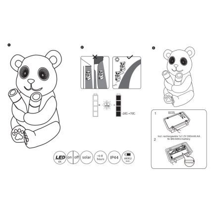 Globo - LED solcellsbelysning LED/0,12W/3V IP44 panda