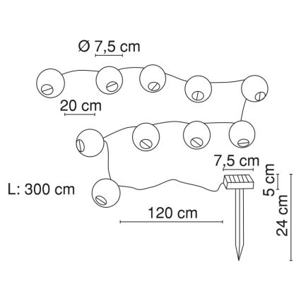 Globo - LED solcellsljusslinga 10xLED/0,06W/1,2V IP44