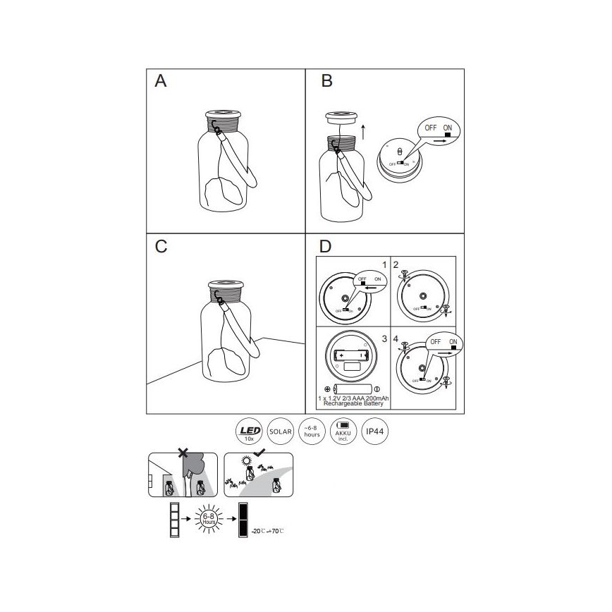 Globo - LED solcellsbelysning LED/0,6W/3,2V IP44