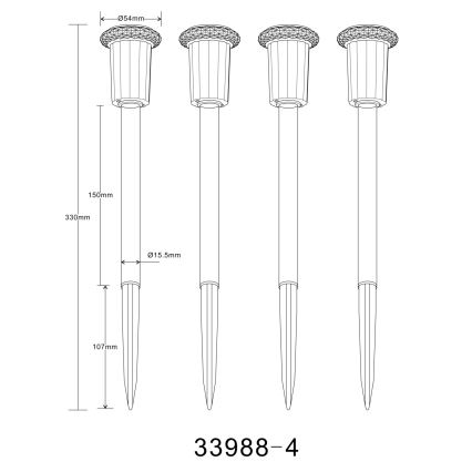 Globo - KIT 4x LED Solcellsbelysning LED/0,06W/1,2V IP44 100 mAh
