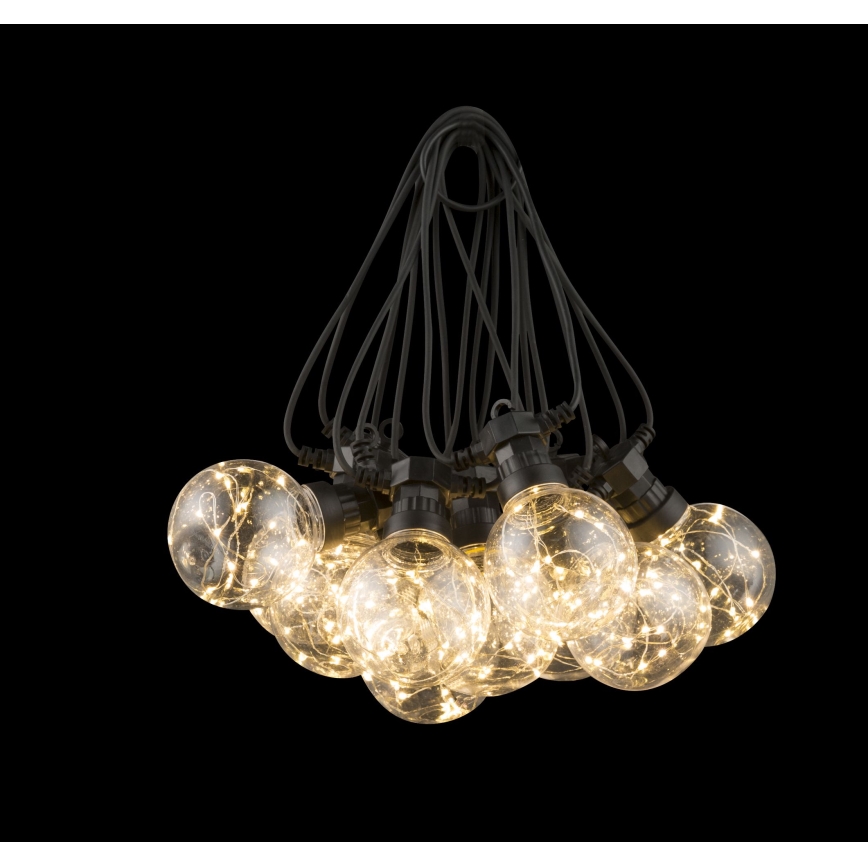 Globo - LED dekorativ utomhusslinga 10xLED/0,27W/230V 7,5 m IP44 svart