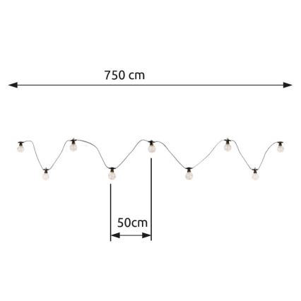 Globo - LED dekorativ utomhusslinga 10xLED/0,27W/230V 7,5 m IP44 svart