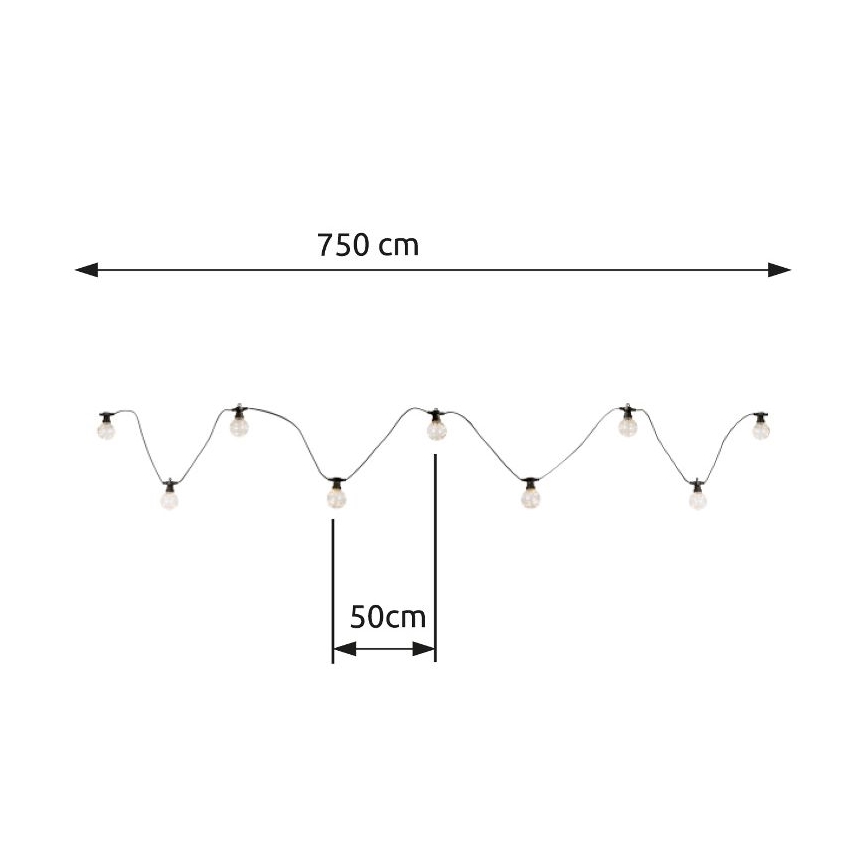 Globo - LED dekorativ utomhusslinga 10xLED/0,27W/230V 7,5 m IP44 svart
