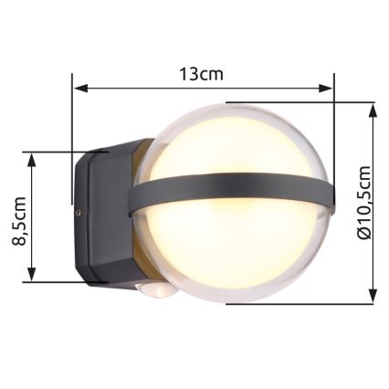 Globo - LED vägglampa för utomhusbruk LED/12W/230V IP54 svart