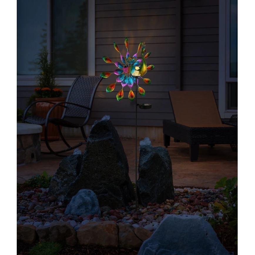 Globo - LED Solcell dekoration LED/0,06W/3V IP44 påfågel