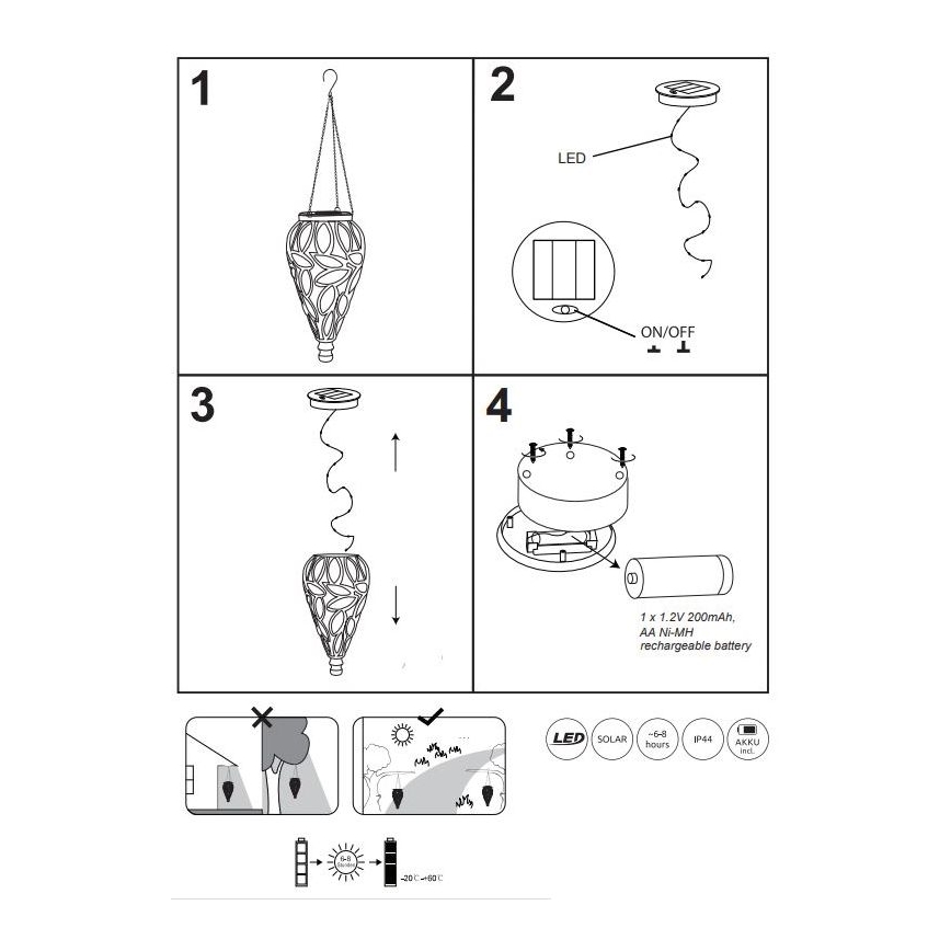 Globo - LED Solcellsbelysning LED/0,9W/3,2V IP44 200 mAh genomskinlig