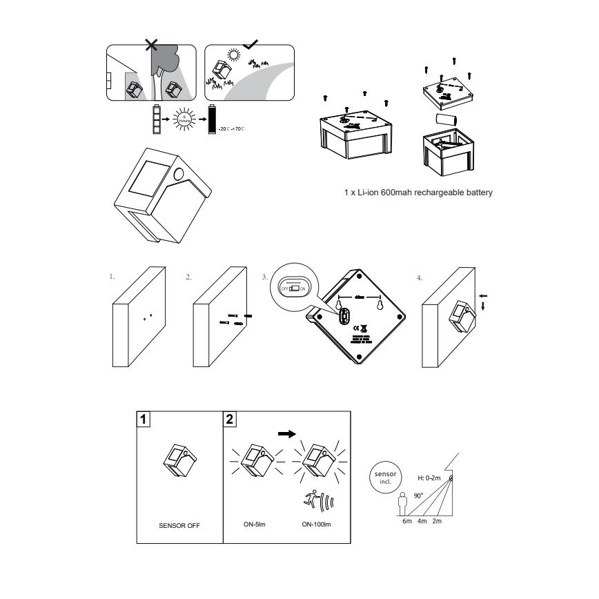 Globo - LED Solcellsbelysning med en sensor LED/0,48W/3V IP44 600 mAh