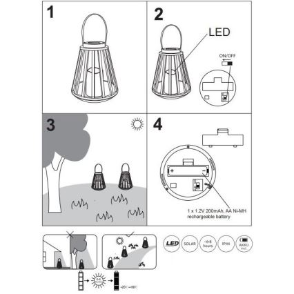 Globo - LED solcellsbelysning LED/0,06W/3V 3200K IP44