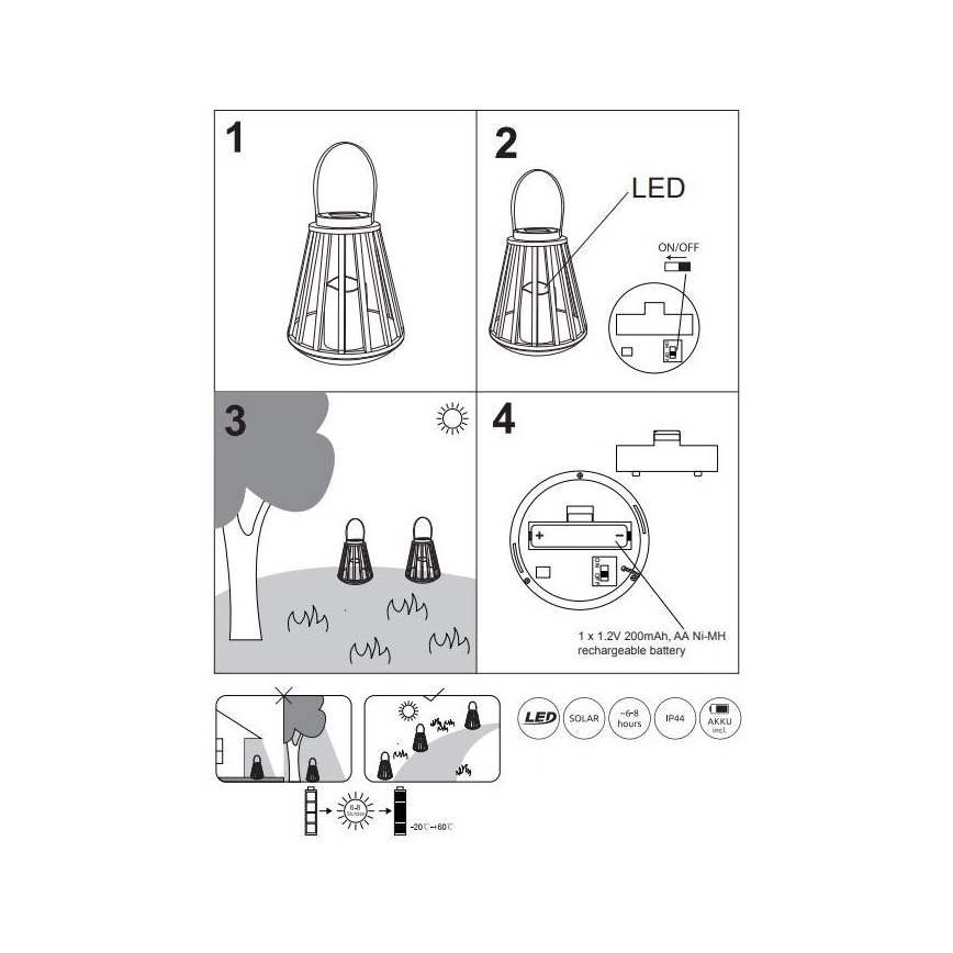 Globo - LED solcellsbelysning LED/0,06W/3V 3200K IP44