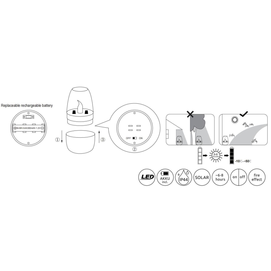Globo - LED solcellsbelysning LED/0,02W/1,2V 1800K IP44
