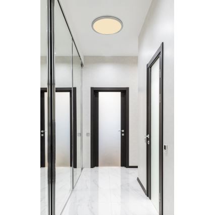 Globo - LED ljusreglerad taklampa till badrum LED/24W/230V diameter 42 cm IP44 matt krom