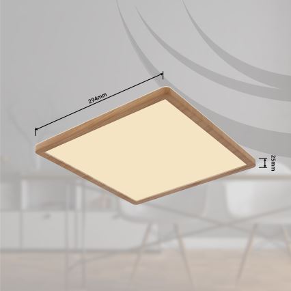 Globo - LED ljusreglerad taklampa till badrum LED/18W/230V 29,4x29,4 cm IP44 brun