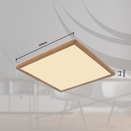 Globo - LED ljusreglerad taklampa till badrum LED/24W/230V 42x42 cm IP44 brun