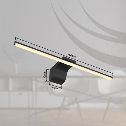 Globo - Badrumsspegel med LED-belysning LED/10W/230V 60,8 cm IP44 svart
