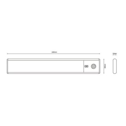 Globo - LED Dimbart uppladdningsbart underskåpsbelysning LED/1,4W/5V 4000K 1100 mAh 24 cm