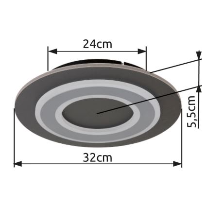 Globo - LED taklampa LED/24W/230V 3000K diameter 32 cm antracit
