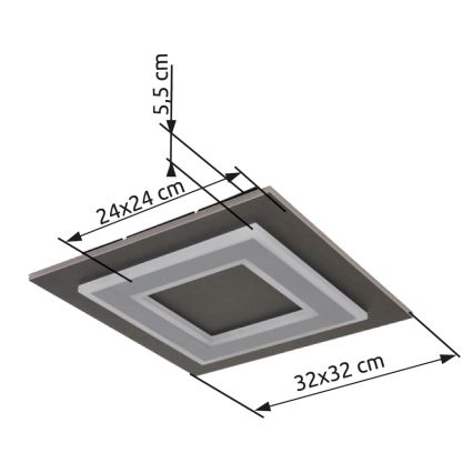 Globo - LED taklampa LED/24W/230V 3000K 32x32 cm antracit