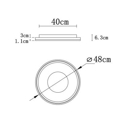 Globo - LED Dimbar taklampa LED/48W/230V 2700-6000K diameter 48 cm + fjärrkontroll