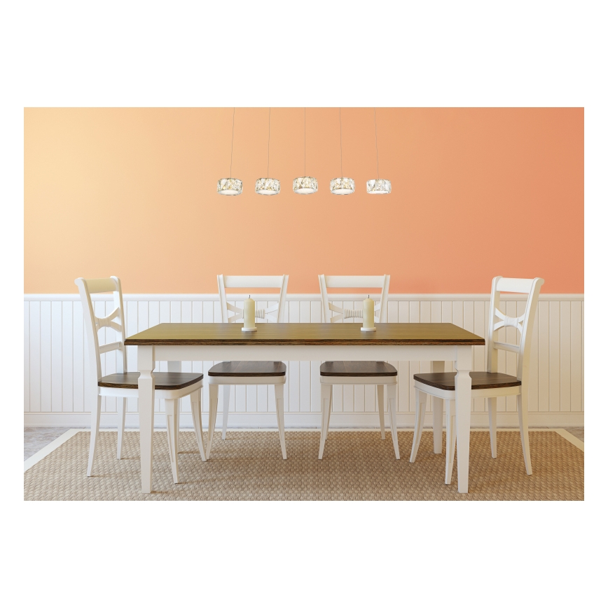Globo - LED ljuskrona med textilsladd LED/52W/230V 4000K skinande krom/genomskinlig
