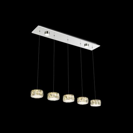 Globo - LED ljuskrona med textilsladd LED/52W/230V 4000K skinande krom/genomskinlig