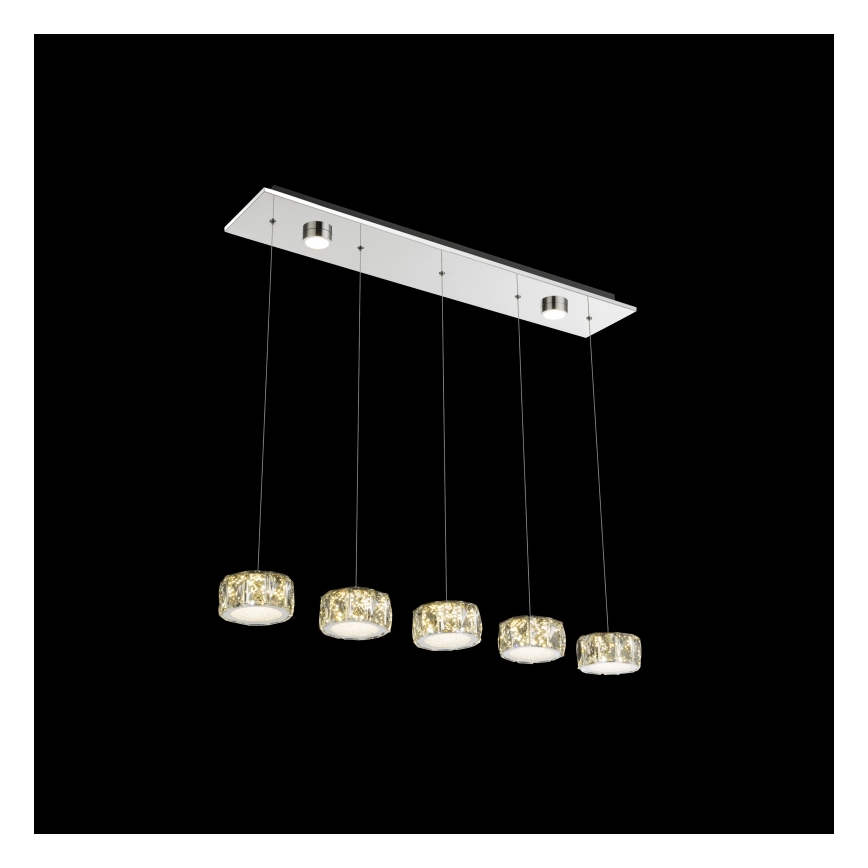 Globo - LED ljuskrona med textilsladd LED/52W/230V 4000K skinande krom/genomskinlig
