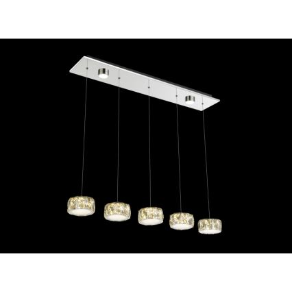 Globo - LED ljuskrona med textilsladd LED/52W/230V 4000K skinande krom/genomskinlig