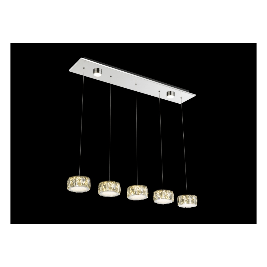 Globo - LED ljuskrona med textilsladd LED/52W/230V 4000K skinande krom/genomskinlig