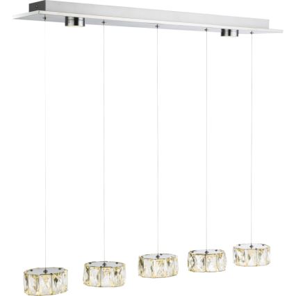 Globo - LED ljuskrona med textilsladd LED/52W/230V 4000K skinande krom/genomskinlig