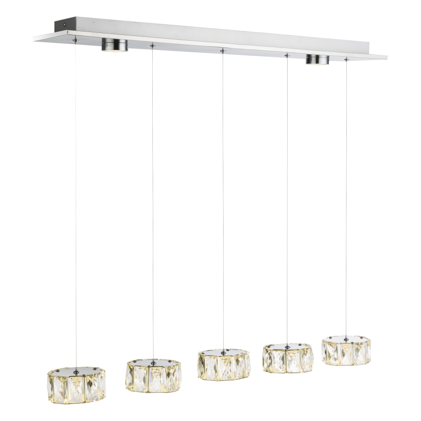 Globo - LED ljuskrona med textilsladd LED/52W/230V 4000K skinande krom/genomskinlig