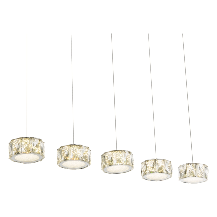 Globo - LED ljuskrona med textilsladd LED/52W/230V 4000K skinande krom/genomskinlig