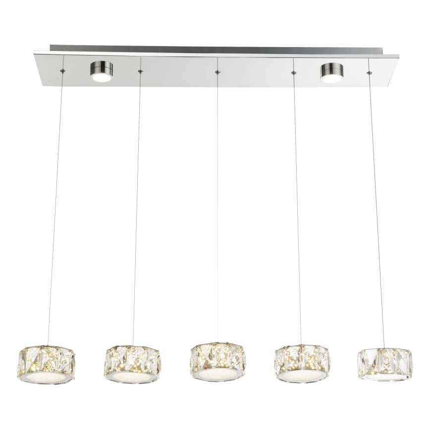 Globo - LED ljuskrona med textilsladd LED/52W/230V 4000K skinande krom/genomskinlig