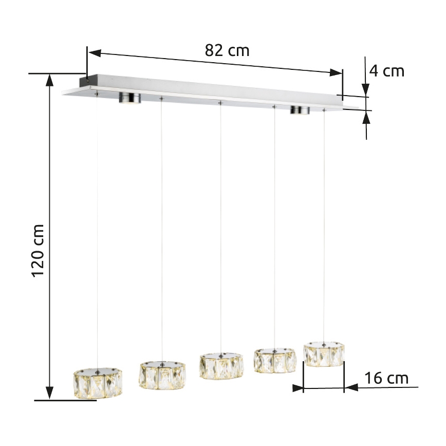 Globo - LED ljuskrona med textilsladd LED/52W/230V 4000K skinande krom/genomskinlig